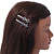 Pair Of Clear/ Purple Swarovski Crystal 'Bow' Hair Slides In Rhodium Plating - 60mm Length - view 2