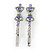 Pair Of Clear/ Purple Swarovski Crystal 'Bow' Hair Slides In Rhodium Plating - 60mm Length - view 10