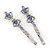 Pair Of Clear/ Purple Swarovski Crystal 'Bow' Hair Slides In Rhodium Plating - 60mm Length - view 11