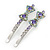 Pair Of Clear/ Purple Swarovski Crystal 'Bow' Hair Slides In Rhodium Plating - 60mm Length