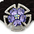 Large Layered Rhodium Plated Swarovski Crystal 'Flower' Pony Tail Black Hair Scrunchie - Amethyst/ Clear/ AB - view 2