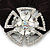 Large Layered Rhodium Plated Swarovski Crystal 'Flower' Pony Tail Black Hair Scrunchie - Clear/ AB - view 2