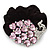 Large Rhodium Plated Crystal Peacock Pony Tail Black Hair Scrunchie - Pink/ Clear