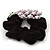 Large Rhodium Plated Crystal Peacock Pony Tail Black Hair Scrunchie - Pink/ Clear - view 4