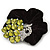 Large Rhodium Plated Crystal Peacock Pony Tail Black Hair Scrunchie - Olive/Light Green - view 3