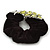 Large Rhodium Plated Crystal Peacock Pony Tail Black Hair Scrunchie - Olive/Light Green - view 4