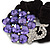 Large Rhodium Plated Crystal Peacock Pony Tail Black Hair Scrunchie - Purple/ Clear - view 3