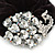 Large Rhodium Plated Crystal Peacock Pony Tail Black Hair Scrunchie - Clear - view 2