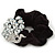 Large Rhodium Plated Crystal Peacock Pony Tail Black Hair Scrunchie - Clear - view 3