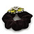 Large Layered Rhodium Plated Crystal Flower Pony Tail Black Hair Scrunchie - Olive Green/ Clear/ AB - view 4
