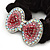 Large Rhodium Plated Crystal Bow Pony Tail Black Hair Scrunchie - Pink/ Clear - view 3