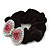 Large Rhodium Plated Crystal Bow Pony Tail Black Hair Scrunchie - Pink/ Clear - view 4