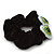 Large Rhodium Plated Crystal Bow Pony Tail Black Hair Scrunchie - Green/Clear - view 4