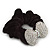 Large Rhodium Plated Crystal Bow Pony Tail Black Hair Scrunchie - Clear - view 3