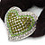 Rhodium Plated Swarovski Crystal Classic 'Heart' Pony Tail Black Hair Scrunchie - Clear/ Green/ Olive - view 2