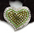 Rhodium Plated Swarovski Crystal Classic 'Heart' Pony Tail Black Hair Scrunchie - Clear/ Green/ Olive - view 3