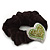 Rhodium Plated Swarovski Crystal Classic 'Heart' Pony Tail Black Hair Scrunchie - Clear/ Green/ Olive - view 4