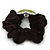 Rhodium Plated Swarovski Crystal Classic 'Heart' Pony Tail Black Hair Scrunchie - Clear/ Green/ Olive - view 5