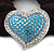 Rhodium Plated Swarovski Crystal Classic 'Heart' Pony Tail Black Hair Scrunchie - Clear/ Azure/ Light Blue - view 2