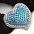 Rhodium Plated Swarovski Crystal Classic 'Heart' Pony Tail Black Hair Scrunchie - Clear/ Azure/ Light Blue - view 3