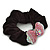 Rhodium Plated Swarovski Crystal 'Bow' Pony Tail Black Hair Scrunchie - Fuchsia/ Pink/ AB - view 3