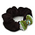 Rhodium Plated Swarovski Crystal 'Bow' Pony Tail Black Hair Scrunchie - Grass Green/ Olive/ AB - view 3