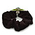 Rhodium Plated Swarovski Crystal 'Bow' Pony Tail Black Hair Scrunchie - Grass Green/ Olive/ AB - view 4