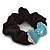 Rhodium Plated Swarovski Crystal 'Bow' Pony Tail Black Hair Scrunchie - Azure/ Blue/ AB - view 3