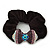 Rhodium Plated Swarovski Crystal 'Bow' Pony Tail Black Hair Scrunchie - Amethyst/ Purple/ AB