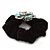 Large Layered Rhodium Plated Crystal Flower Pony Tail Black Hair Scrunchie - Light Blue/ Clear/ AB - view 4