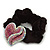 Rhodium Plated Swarovski Crystal Crinkle'Heart' Pony Tail Black Hair Scrunchie - AB/ Pink - view 4