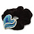 Rhodium Plated Swarovski Crystal Crinkle 'Heart' Pony Tail Black Hair Scrunchie - AB/ Blue - view 3