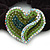 Rhodium Plated Swarovski Crystal Crinkle 'Heart' Pony Tail Black Hair Scrunchie - AB/ Green - view 2