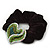 Rhodium Plated Swarovski Crystal Crinkle 'Heart' Pony Tail Black Hair Scrunchie - AB/ Green - view 4
