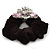 Large Layered Rhodium Plated Swarovski Crystal Rose Flower Pony Tail Black Hair Scrunchie - Light Pink/ Clear/ AB - view 4