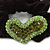 Rhodium Plated Swarovski Crystal 'Asymmetrical Heart' Pony Tail Black Hair Scrunchie - Olive/ Grass Green - view 2