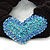 Rhodium Plated Swarovski Crystal 'Asymmetrical Heart' Pony Tail Black Hair Scrunchie - Light Blue - view 2