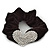 Rhodium Plated Swarovski Crystal 'Asymmetrical Heart' Pony Tail Black Hair Scrunchie - Clear