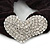 Rhodium Plated Swarovski Crystal 'Asymmetrical Heart' Pony Tail Black Hair Scrunchie - Clear - view 2