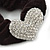 Rhodium Plated Swarovski Crystal 'Asymmetrical Heart' Pony Tail Black Hair Scrunchie - Clear - view 3