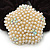 Gold Plated Simulated Pearl 'Flower' Pony Tail Black Hair Scrunchie - Light Cream/ AB - view 2