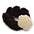 Gold Plated Simulated Pearl 'Flower' Pony Tail Black Hair Scrunchie - Light Cream/ AB - view 3