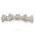 Bridal Wedding Prom Silver Tone Pave-set Diamante 'Bow' Barrette Hair Clip Grip - 85mm Across - view 2