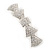 Bridal Wedding Prom Silver Tone Pave-set Diamante 'Bow' Barrette Hair Clip Grip - 85mm Across - view 9