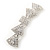 Bridal Wedding Prom Silver Tone Pave-set Diamante 'Bow' Barrette Hair Clip Grip - 85mm Across - view 10