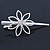Bridal/ Prom/ Wedding Rhodium Plated Clear Crystal Open Flower Hair Beak Clip/ Concord Clip - 12cm Length - view 6
