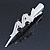Silver Plated Clear/ Black Austrian Crystal Ribbon Hair Beak Clip/ Concord Clip - 13cm Length