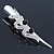 Silver Plated Clear/ Black Austrian Crystal Ribbon Hair Beak Clip/ Concord Clip - 13cm Length - view 4