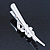 Silver Plated Clear/ Black Austrian Crystal Ribbon Hair Beak Clip/ Concord Clip - 13cm Length - view 5