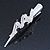 Silver Plated Clear/ Black Austrian Crystal Ribbon Hair Beak Clip/ Concord Clip - 13cm Length - view 10